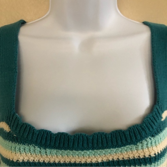 Wild Fable Juniors Stripe Scoop Neck Crochet Sweater Knit Cropped Tank Top Sz  L - Picture 6 of 14